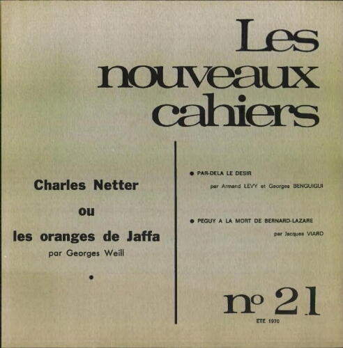 Les Nouveaux Cahiers N°021 (Eté 1970)